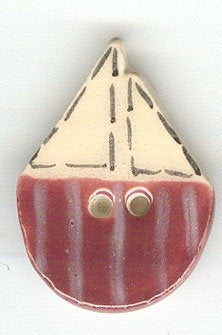 MHB - Ceramic Buttons - 63006 - Burgundy Sailboat