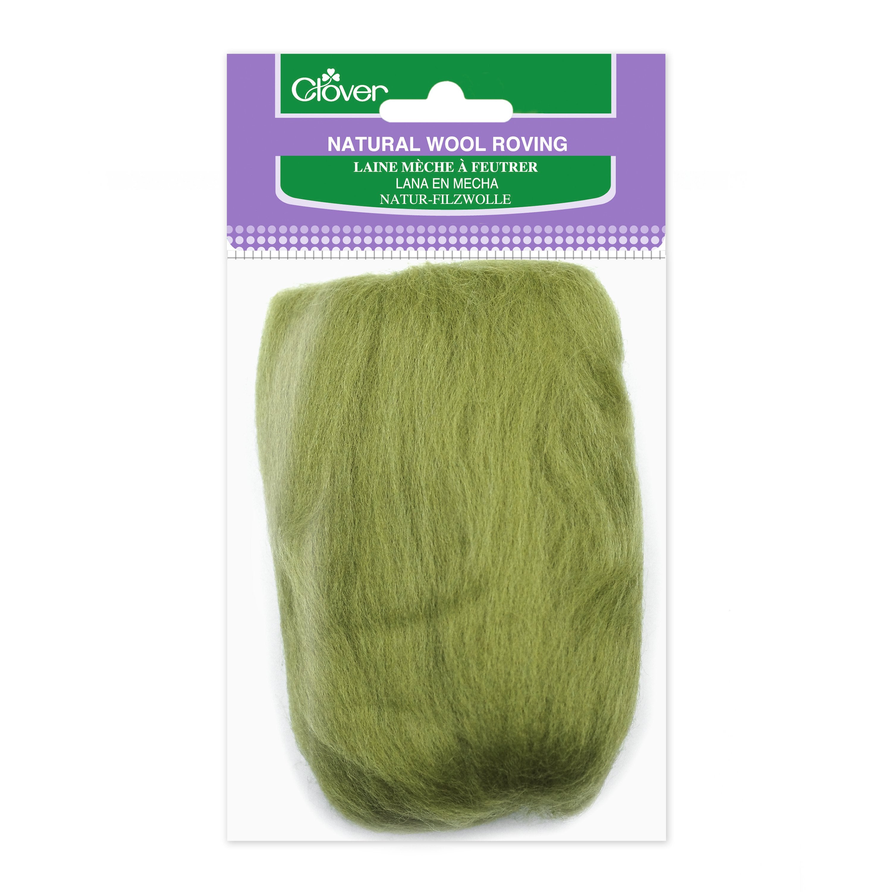 CLV - Natural Wool Roving (Moss Green) - 0