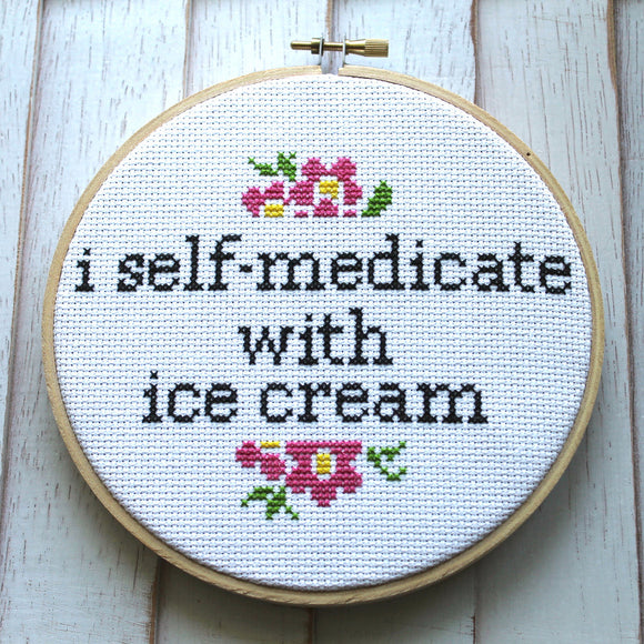 XXX-SPCL - Nicole LaBranche - I Self-Medicate With Ice Cream - Cross Stitch Kit