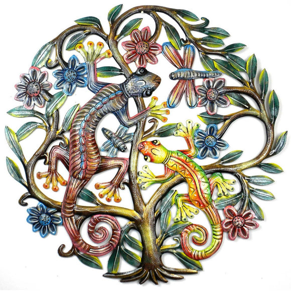 CDB - Haitian Metal Drum - Tree of Life With Gecko - 24 Inch