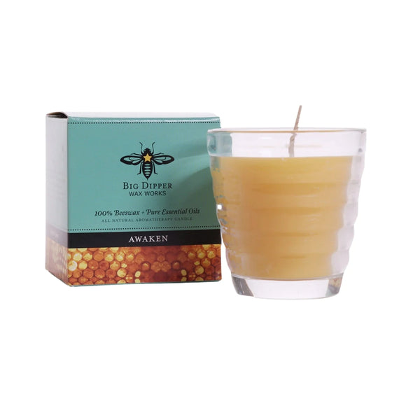 BDWW - Beeswax Aromatherapy Beehive Glass - Awaken - Grapefruit and Spruce