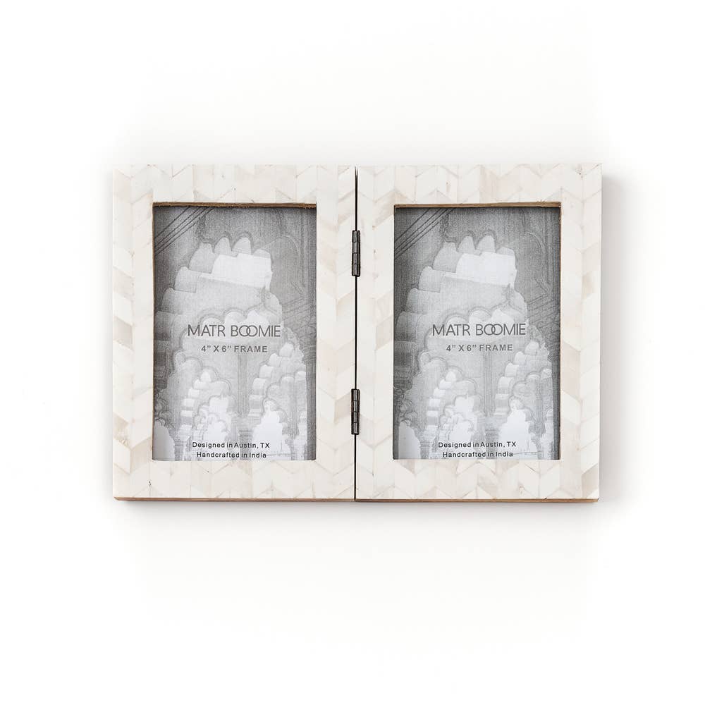 MBFT - Artemis 4x6 Double Picture Frame - Handcrafted Bone
