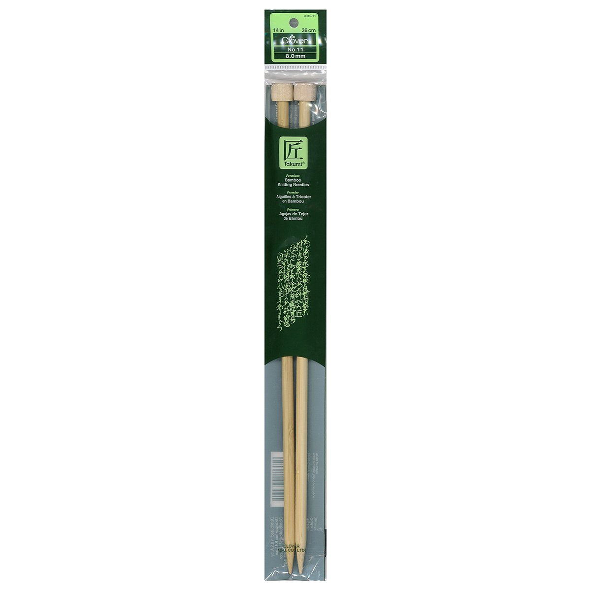 CLV - Takumi Bamboo Knitting Needles Single Pointed (14") No. 11