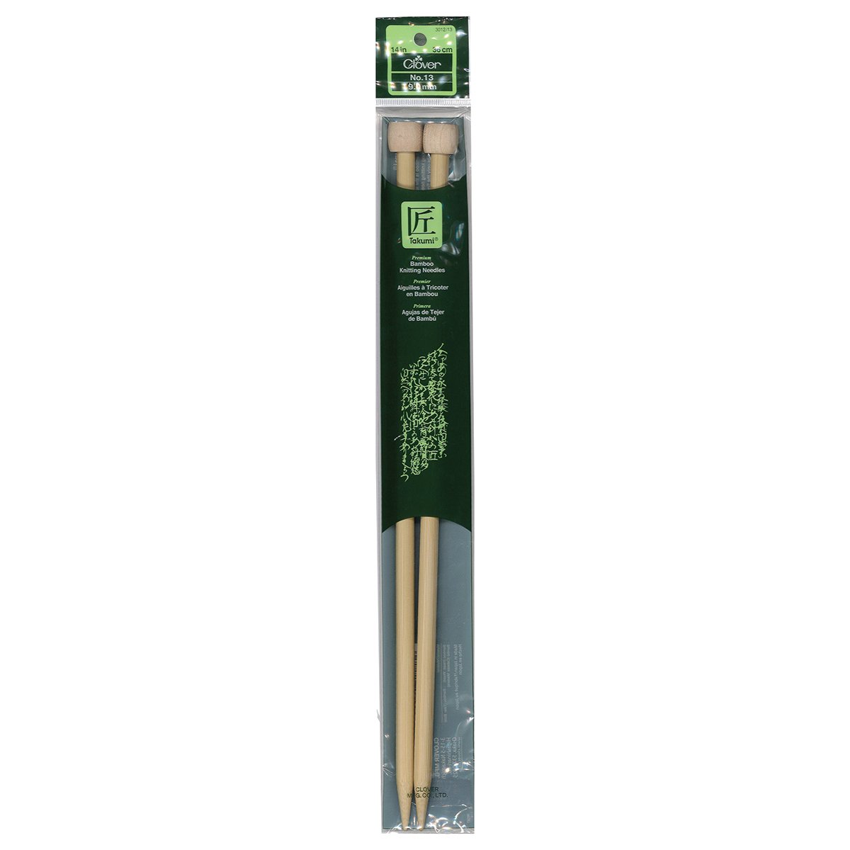 CLV - Takumi Bamboo Knitting Needles Single Pointed (14") No. 13