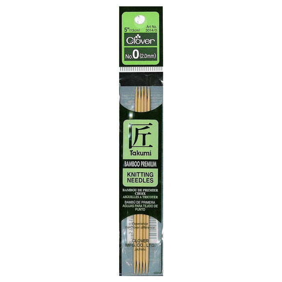 CLV - Takumi Bamboo Knitting Needles Double Pointed (5") No. 0