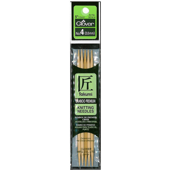 CLV - Takumi Bamboo Knitting Needles Double Pointed (5") No. 4