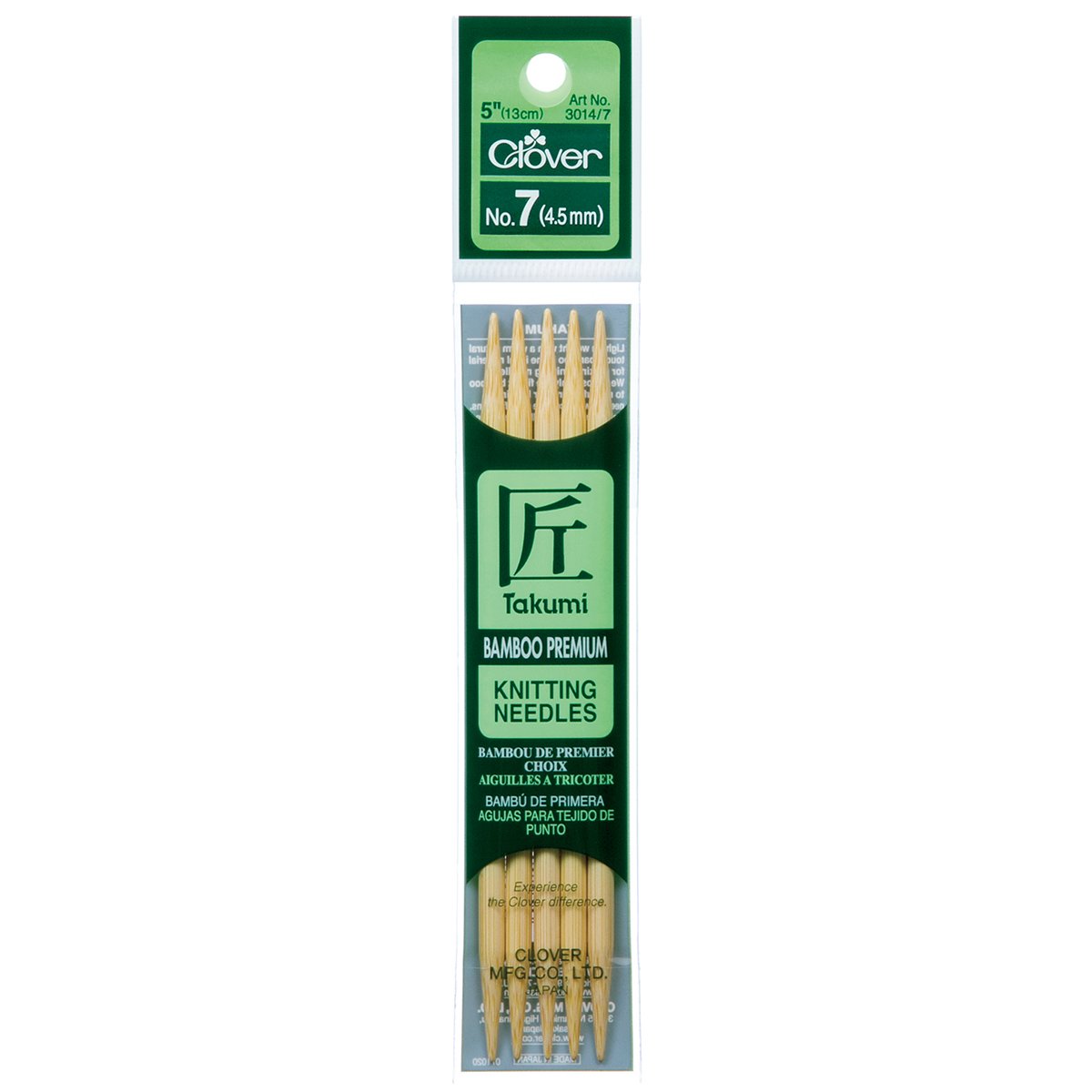 CLV - Takumi Bamboo Knitting Needles CLV - Double Pointed (5") No. 7