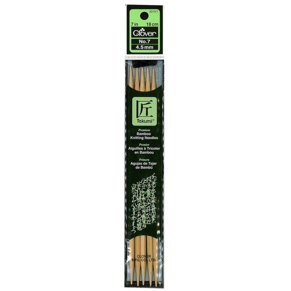 CLV - Takumi Bamboo Knitting Needles Double Pointed (7") No. 7