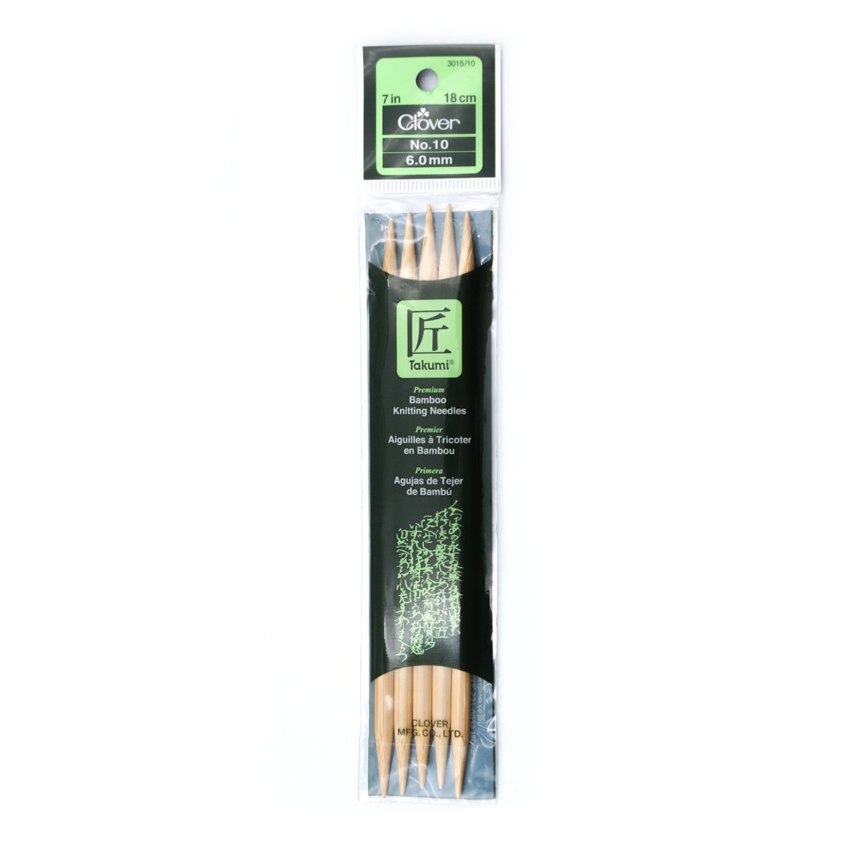 CLV - Takumi Bamboo Knitting Needles Double Pointed (7") No. 10