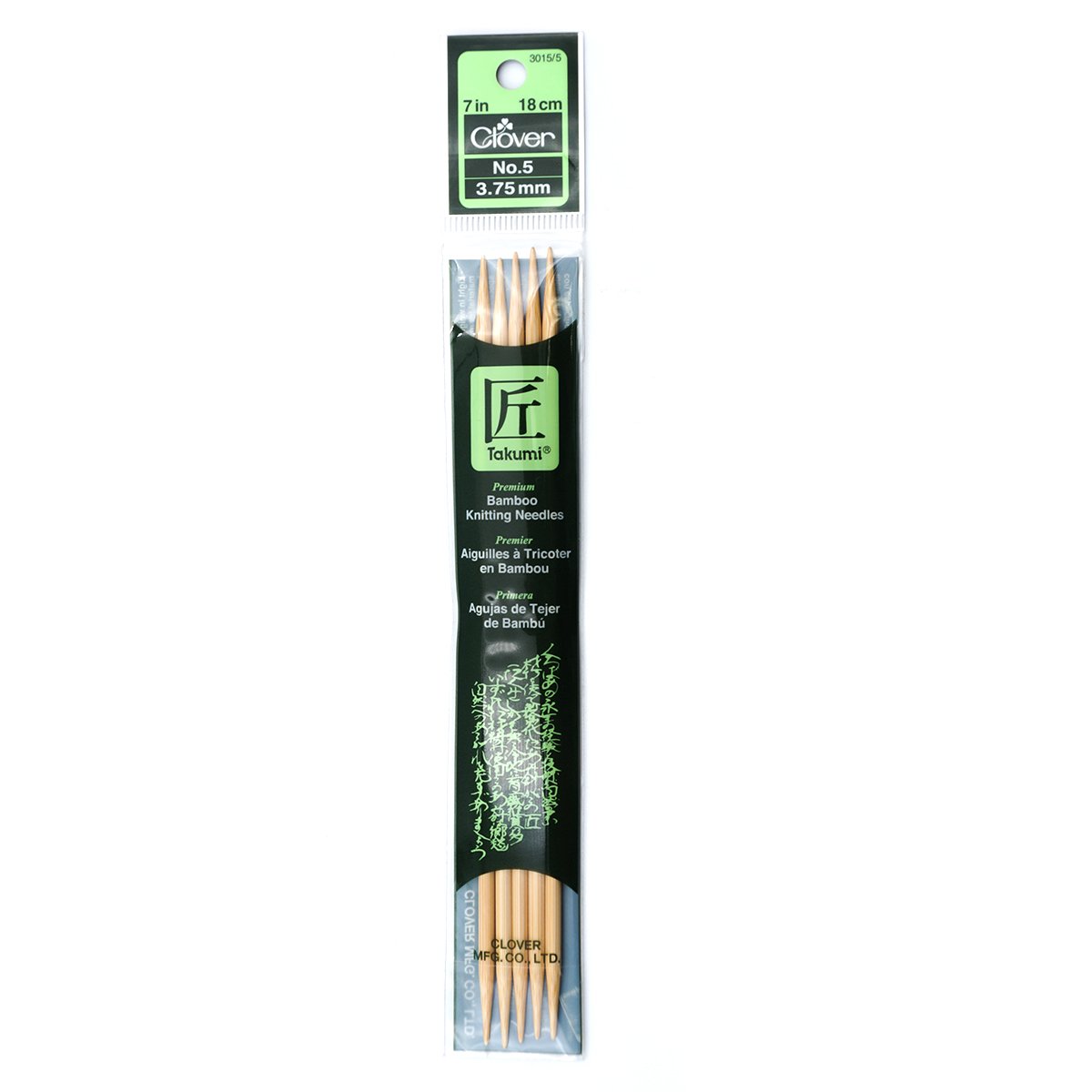 CLV - Takumi Bamboo Knitting Needles Double Pointed (7") No. 5