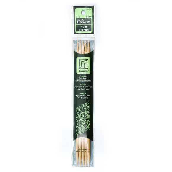CLV - Takumi Bamboo Knitting Needles Double Pointed (7") No. 6