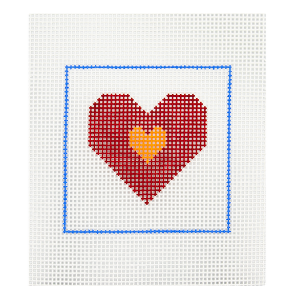 CN - DeElda - Red & Orange Heart - Kids Needlepoint Kit