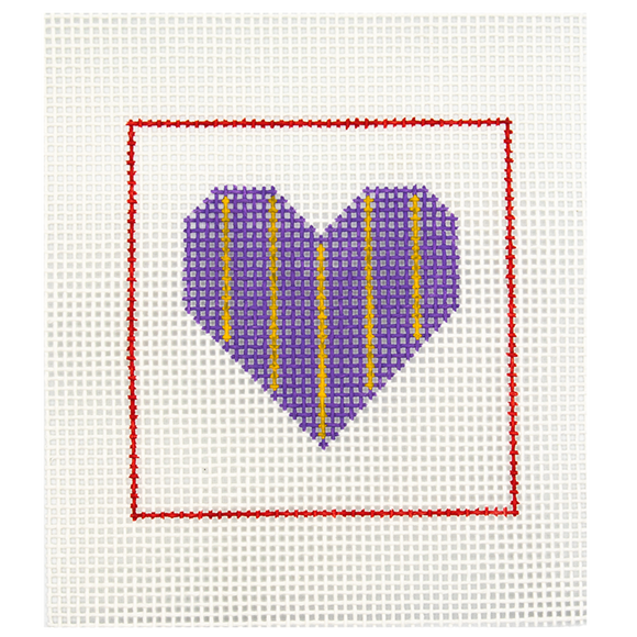 CN - DeElda - Purple & Yellow Heart - Kids Needlepoint Kit