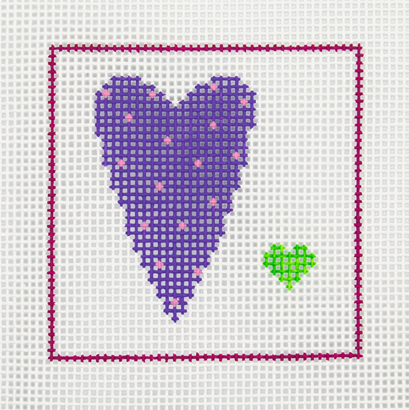 CN - DeElda - Purple & Green Hearts - Kids Needlepoint Kit