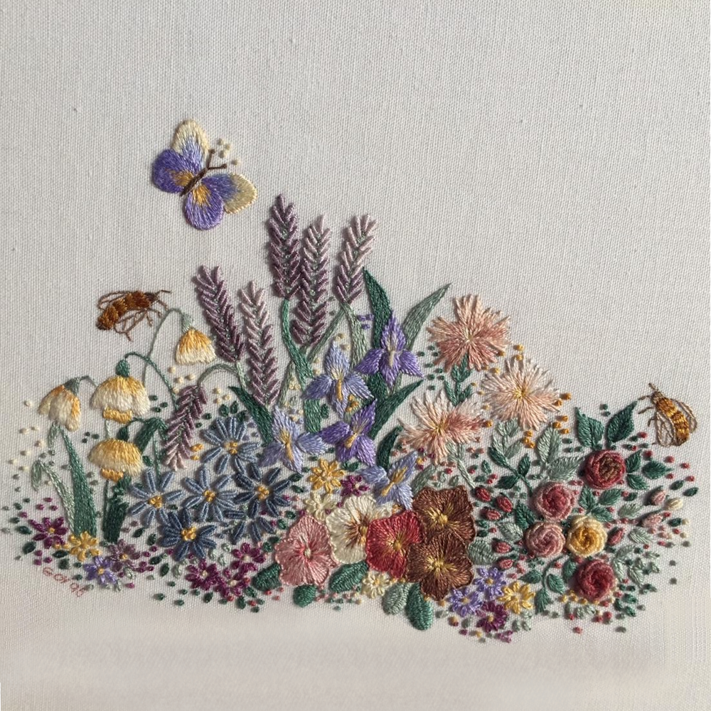 Tranquil Flowers Embroidery Kit by Roseworks Designs