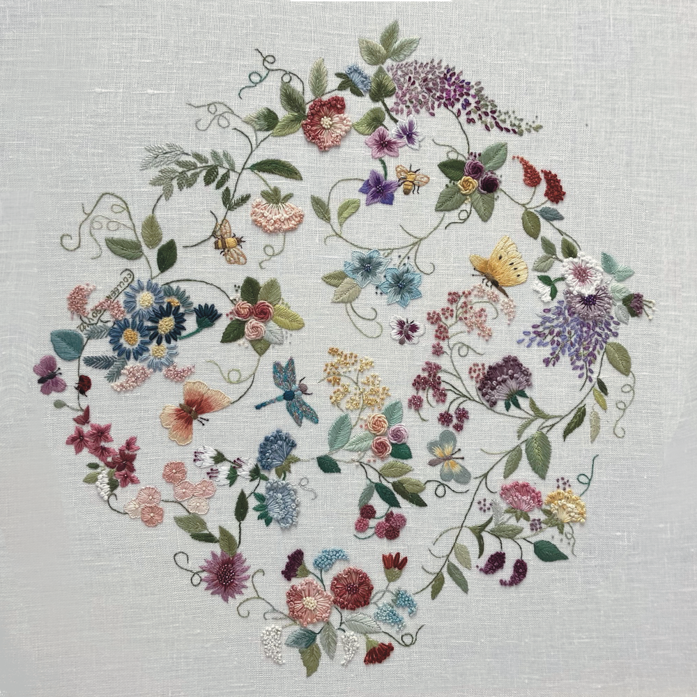 Tranquil Flowers Embroidery Kit by Roseworks Designs