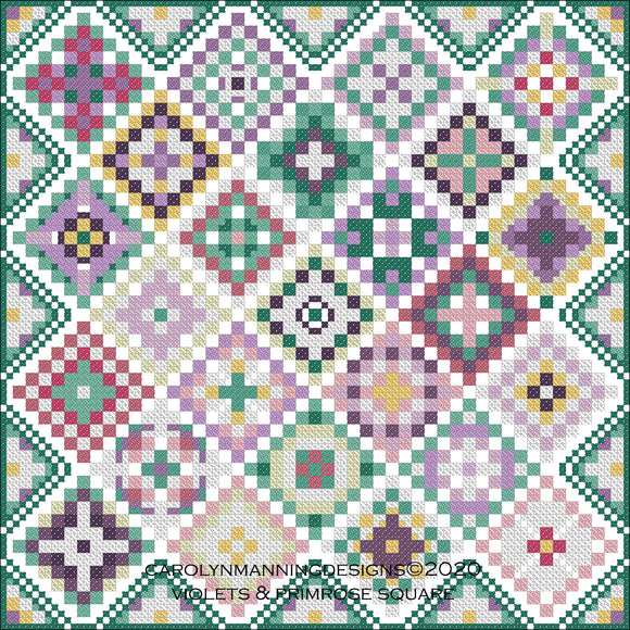 CRMN - Granny's Flower Garden - February - Violet and Primrose