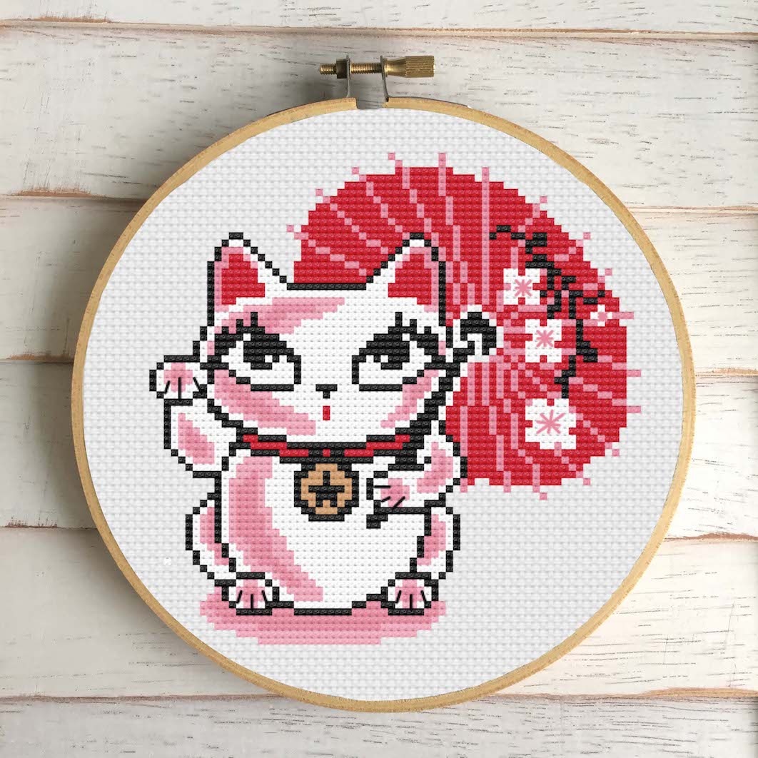 Lucky Kitty by Fluff Counted Cross Stitch Kit - 0