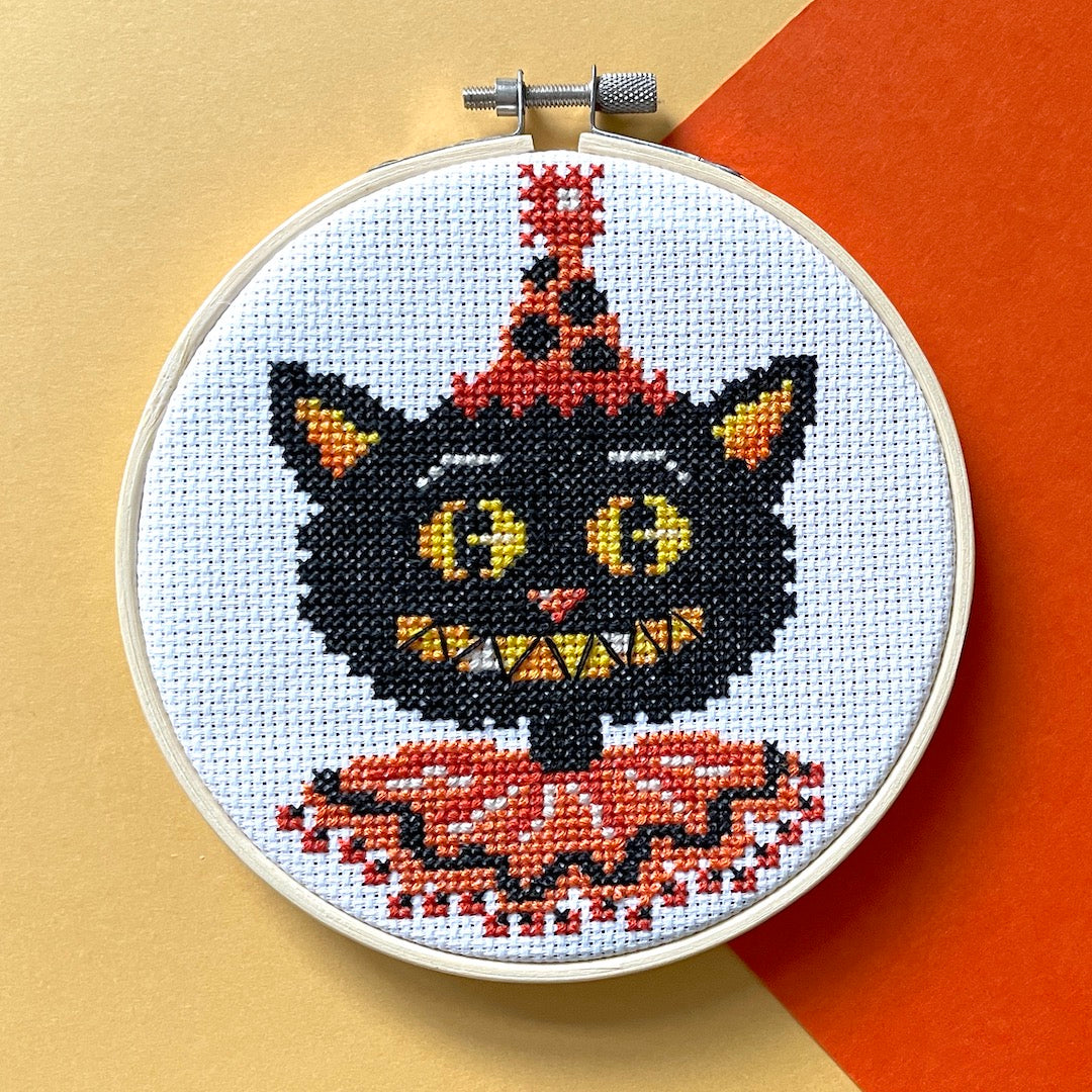 Black Cat by Mary Engelbreit Counted Cross Stitch DIY KIT