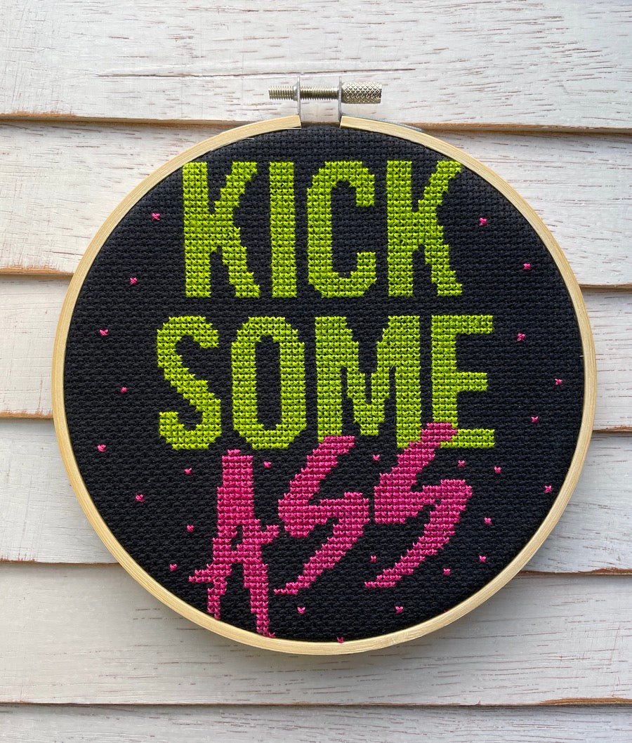 Kick Some As Counted Cross Stitch DIY KIT - 0