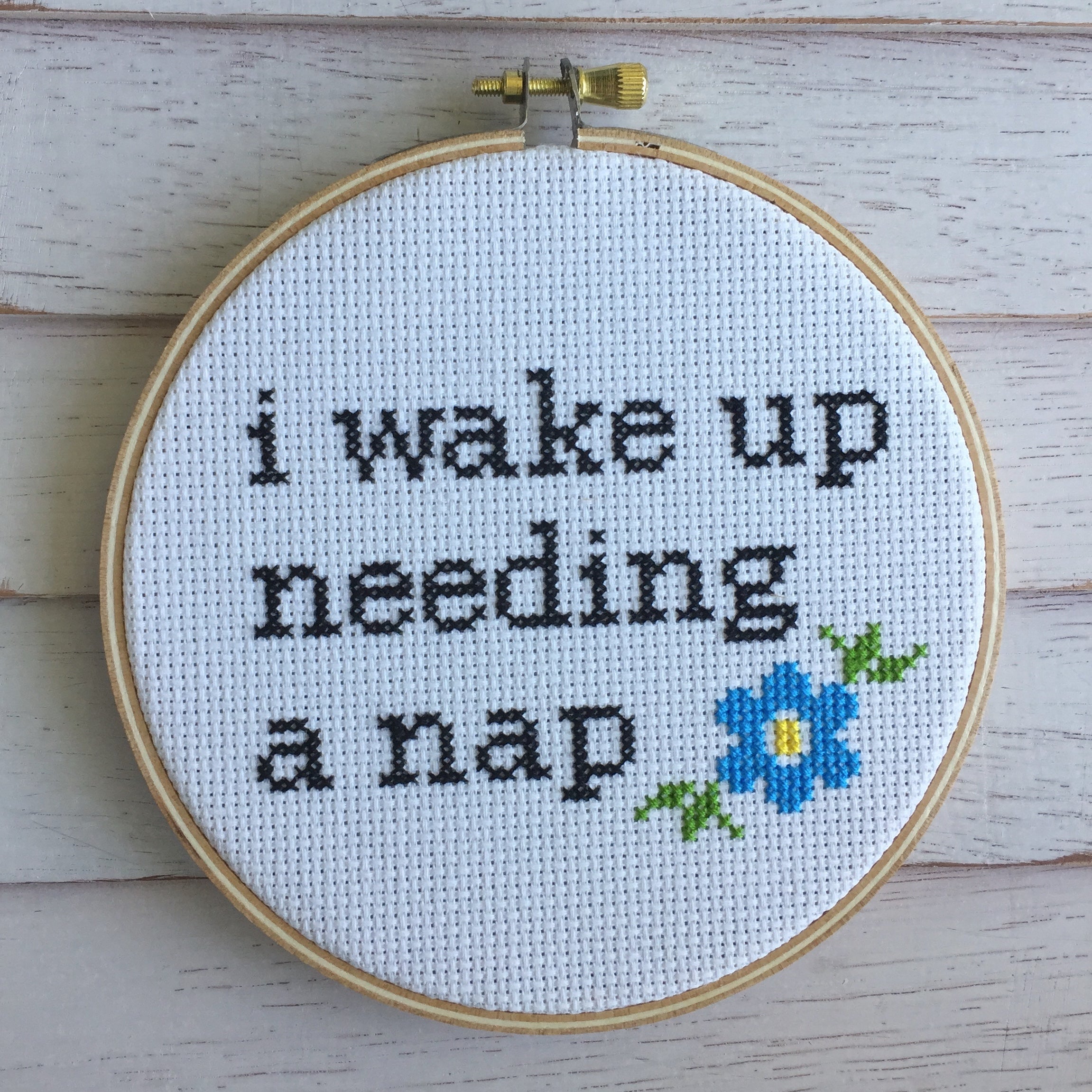 Wake Up Needing a Nap Counted Cross Stitch DIY KIT Intermediate