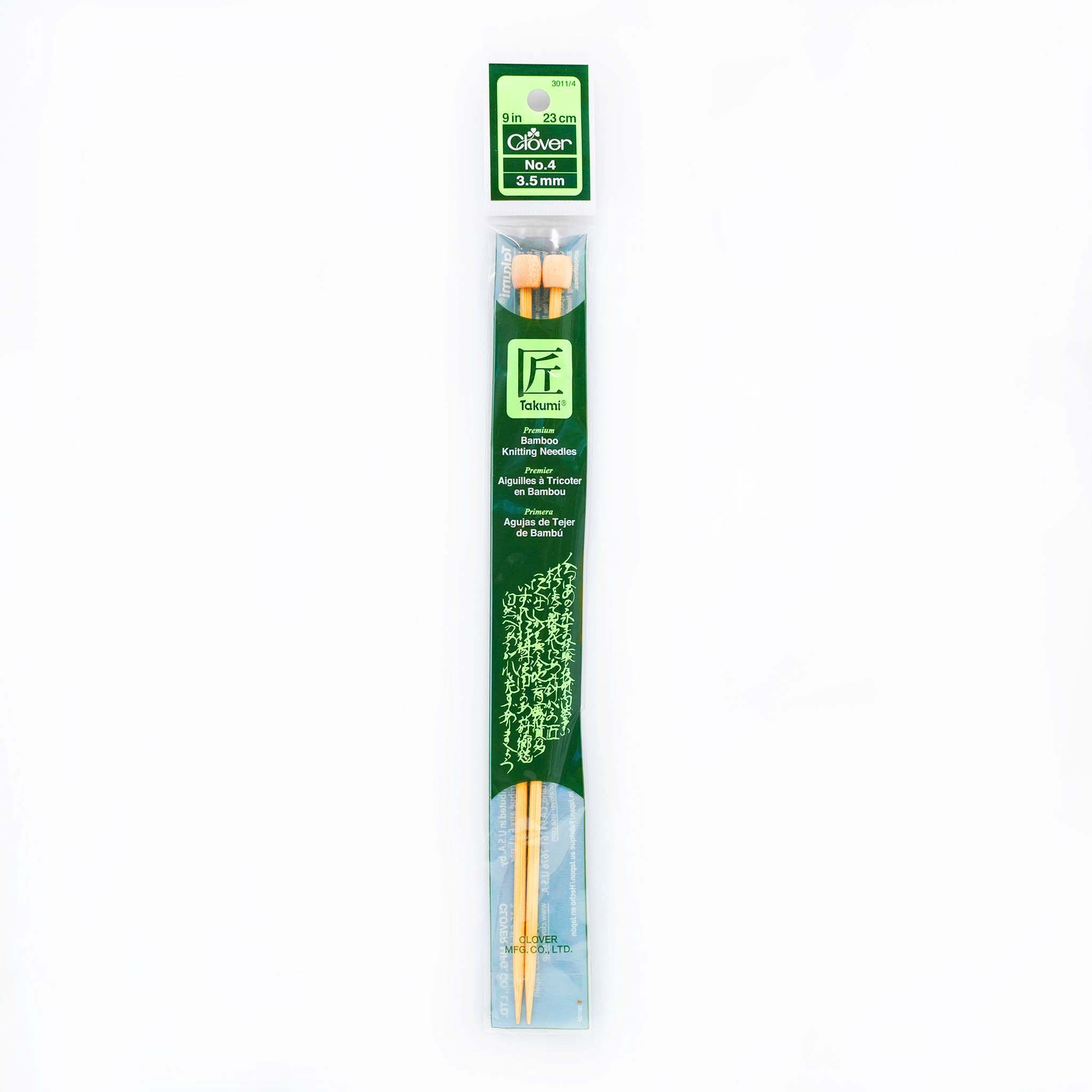 CLV - Takumi Bamboo Knitting Needles Single Pointed 9" No. 4 (3.5mm)