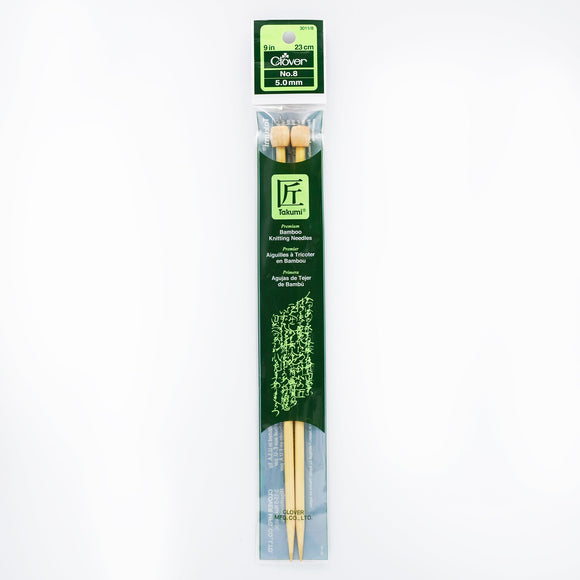 CLV - Takumi Bamboo Knitting Needles Single Pointed 9" No. 8 (5.0mm)