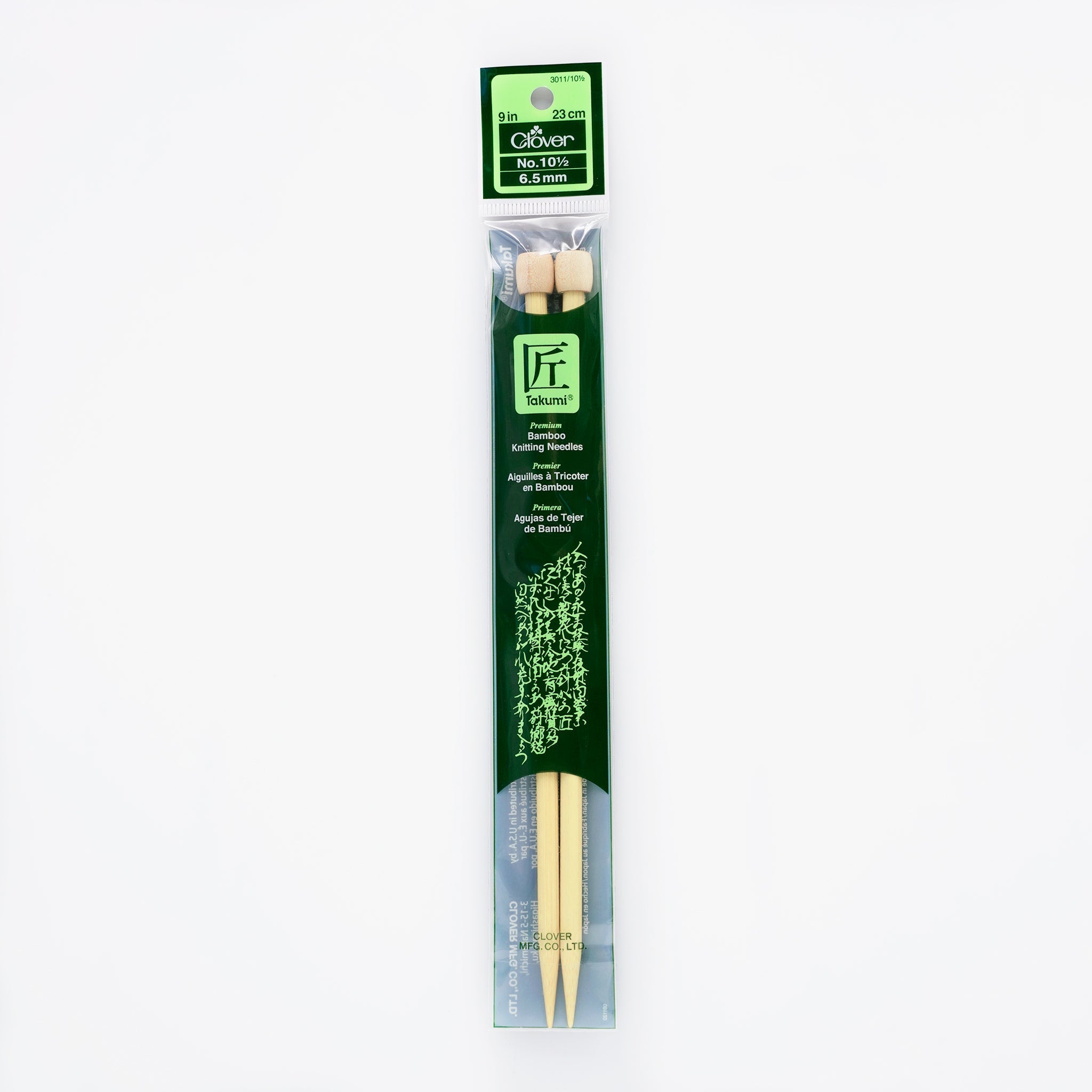 CLV - Takumi Bamboo Knitting Needles Single Pointed (9") No. 10.5