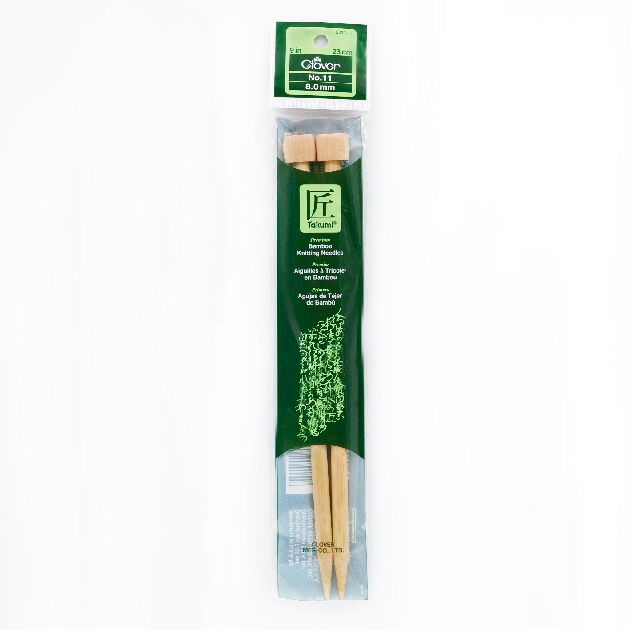 CLV - Takumi Bamboo Knitting Needles Single Pointed (9") No. 11