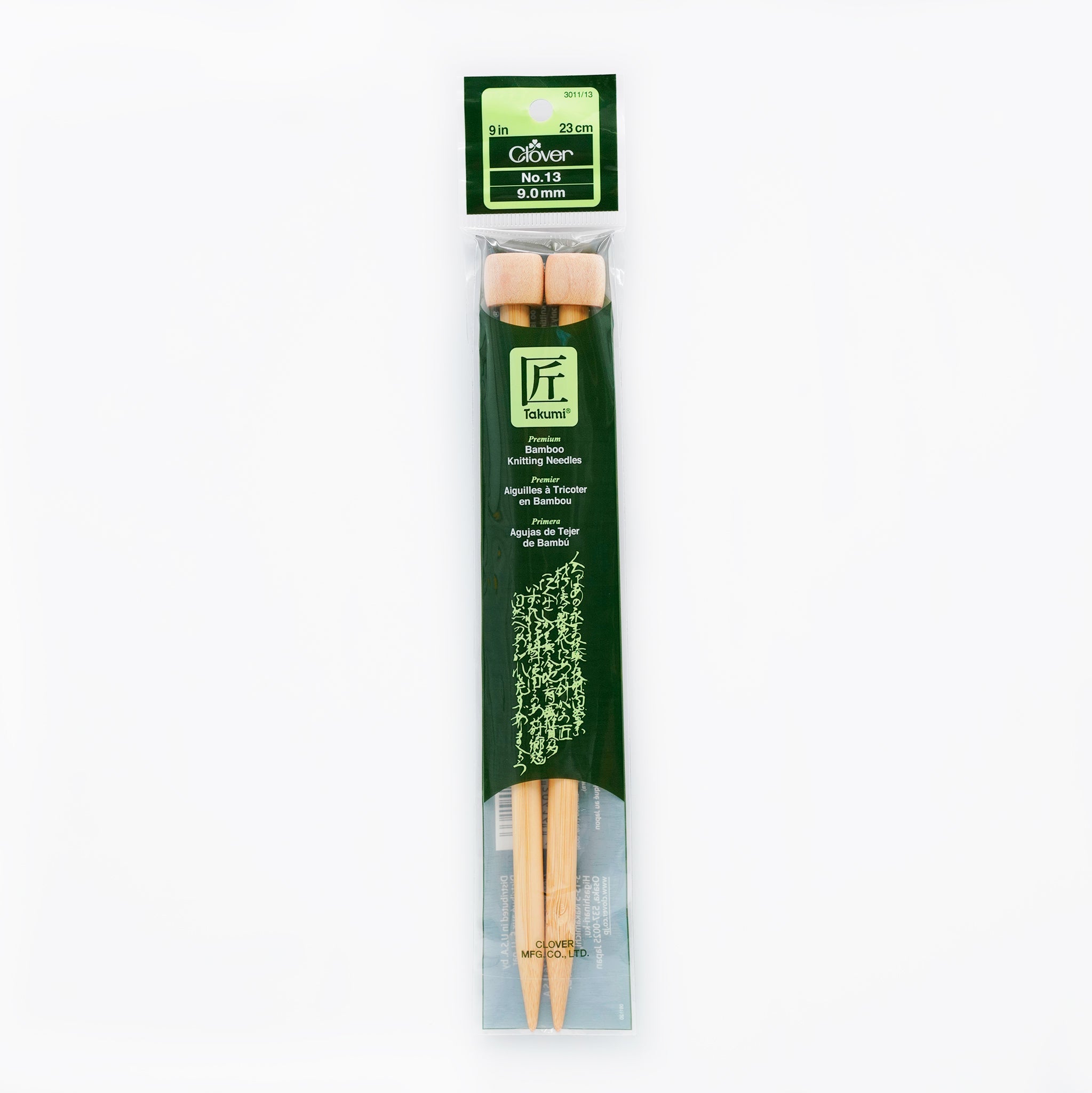 CLV - Takumi Bamboo Knitting Needles Single Pointed (9") No. 13