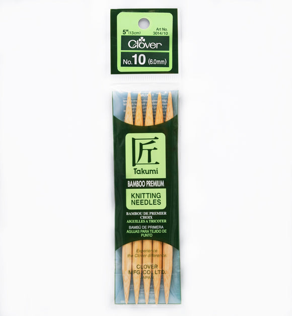 CLV - Takumi Bamboo Knitting Needles Double Pointed (5") No. 10