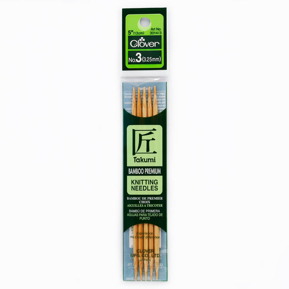 CLV - Takumi Bamboo Knitting Needles Double Pointed (5") No. 3