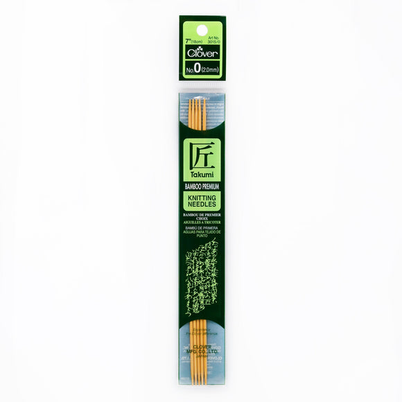 CLV - Takumi Bamboo Knitting Needles Double Pointed (7") No. 0