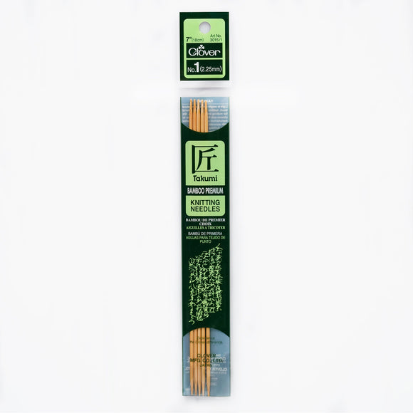 CLV - Takumi Bamboo Knitting Needles Double Pointed (7") No. 1