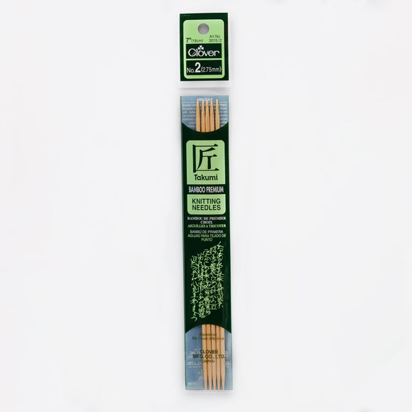 CLV - Takumi Bamboo Knitting Needles Double Pointed (7") No. 2