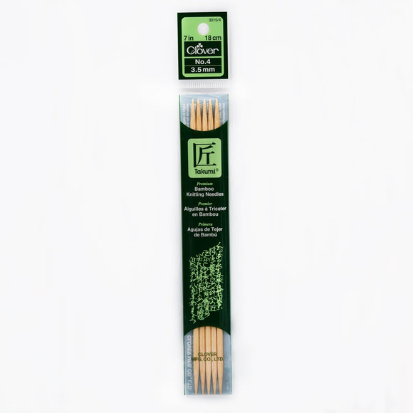 CLV - Takumi Bamboo Knitting Needles Double Pointed (7") No. 4