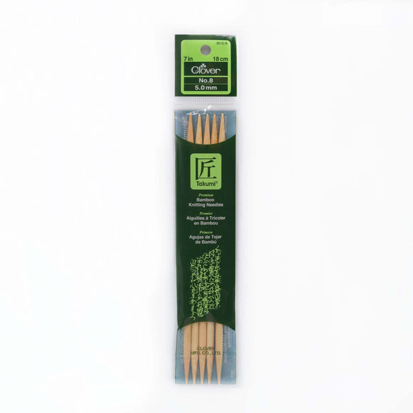 CLV - Takumi Bamboo Knitting Needles Double Pointed (7") No. 8