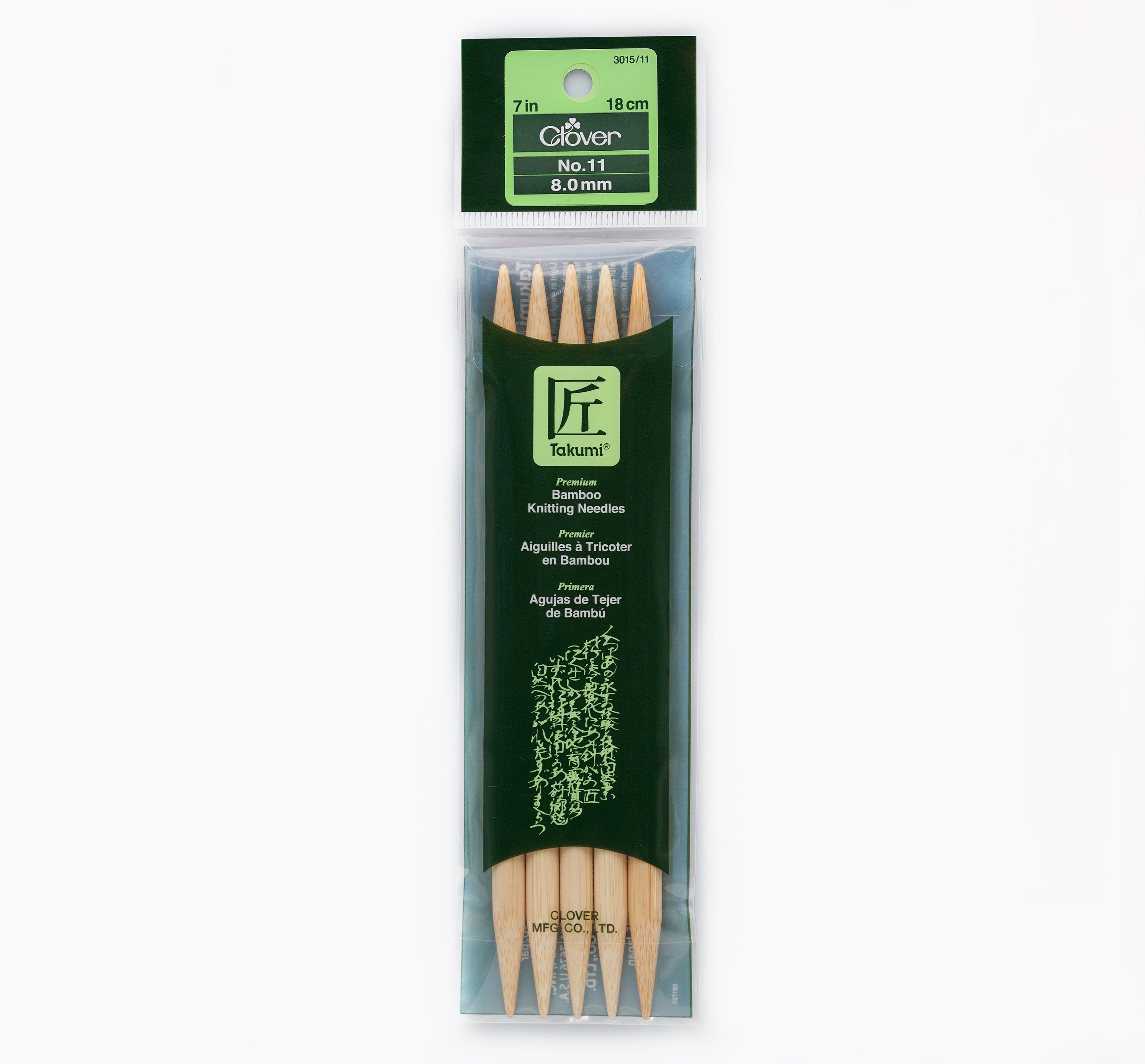 CLV - Takumi Bamboo Knitting Needles Double Pointed (7") No. 11