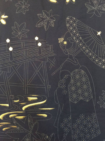 XXX-ORIM - Sashiko Panel - Geisha With Gold Accents - HM04