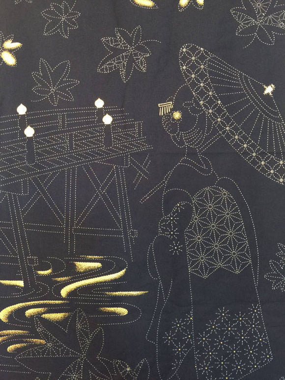 XXX-ORIM - Sashiko Panel - Geisha With Gold Accents - HM04