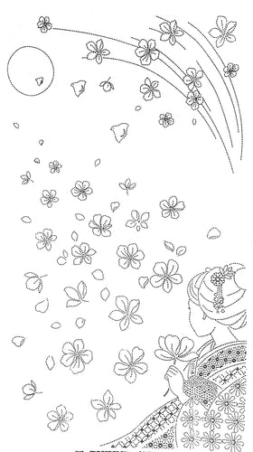 XXX-ORIM - Sashiko Panel - Geisha and Sakura - HM33