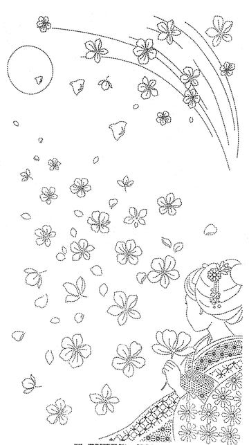 XXX-ORIM - Sashiko Panel - Geisha and Sakura - HM33