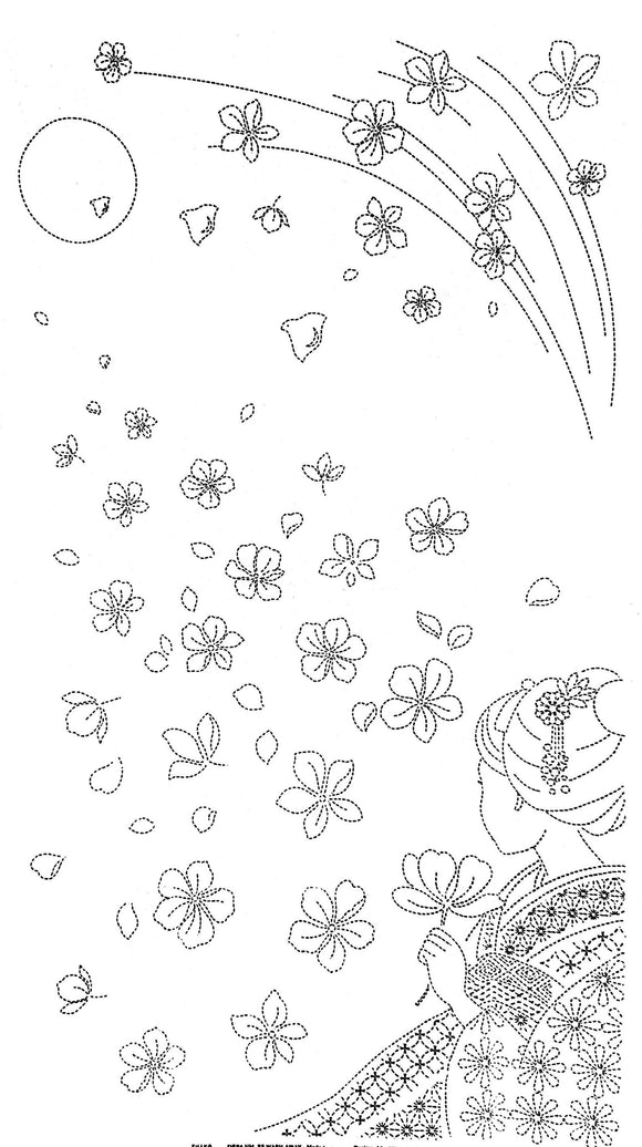 XXX-ORIM - Sashiko Panel - Geisha and Sakura - HM33