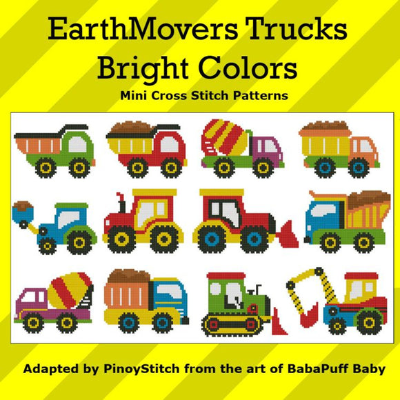 PNST- Earth Movers Trucks Bright Colors