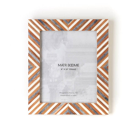 MBFT - Banka Mundi 8x10 Brown & White Picture Frame -  Handmade