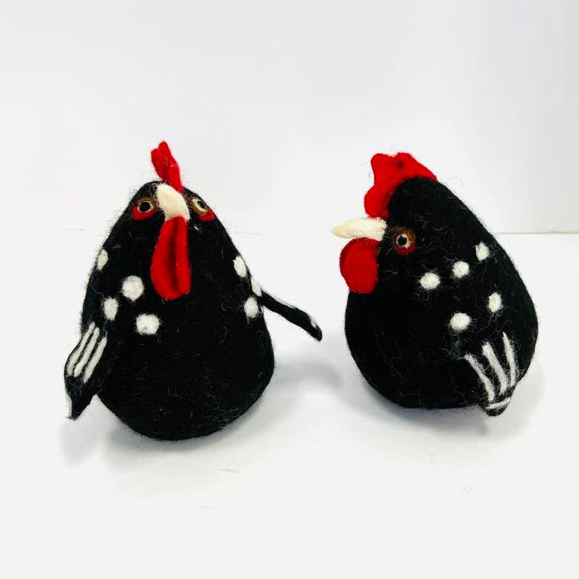 TWR - Felt Rooster - Large - Black and White