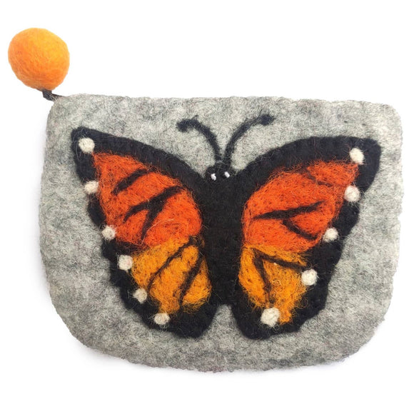 GLG - Butterfly Handmade Felt Coin Purse, Monarch