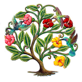 CDB - Haitian Metal Drum - Hummingbirds and Hibiscus