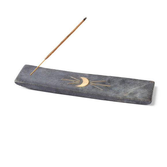 MBFT - Indukala Moon Phase Incense Holder - Black Carved Marble