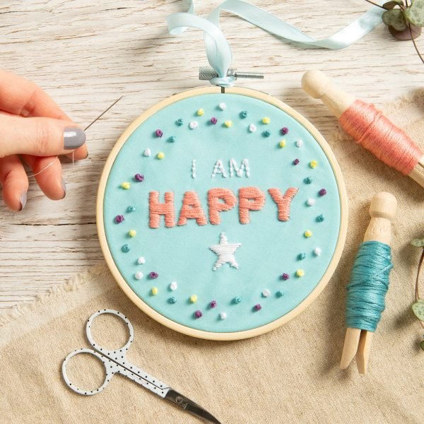 I am Happy Embroidery Kit